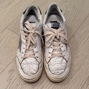 Golden Goose White Sneakers with Gray Star